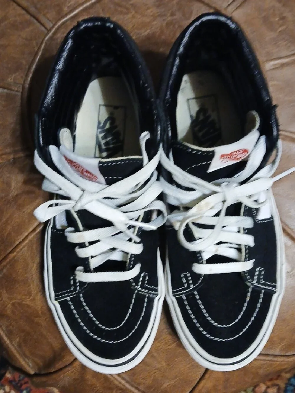 Vans Black &‎ White Classic High-Top Sneakers,mens Sz.6.5,womens Sz.8